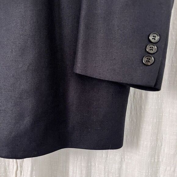 J. Ferrar Black 100% Silk 3 Button Satin Lined Blazer Sport Coat - Size 42R - Picture 4 of 11